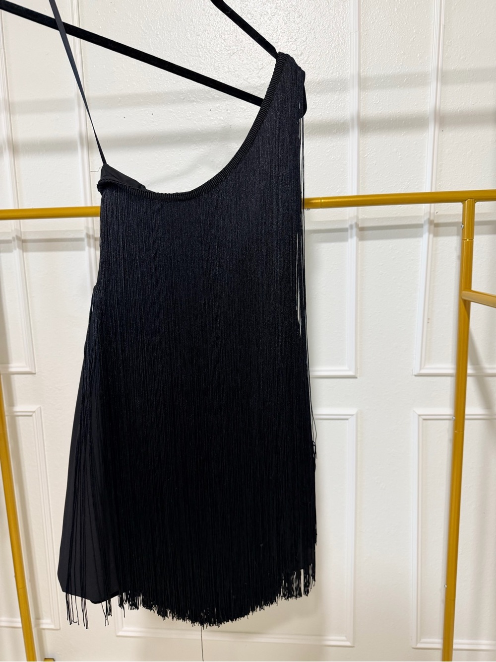 Gianni Bini Black One-Shoulder Fringe Dress - Picture 2 of 5